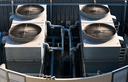 HVAC units on top of a building